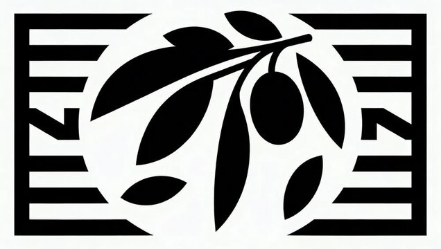 Black and white olive branch graphic