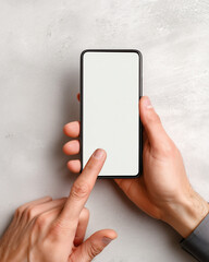 Man holding smartphone with blank screen for mockup