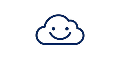A simple, smiling cloud icon in dark blue on a white background.