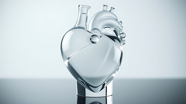 statin. An abstract glass sculpture of a human heart, with a single statin pill balanced on its top. event programs, museum guides, designed for cultural heritage projects and event programs.