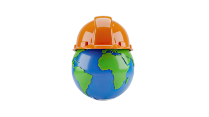 Earth wearing a hard hat
