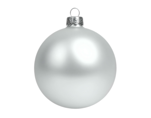 Plain, frosted white spherical holiday ornament on black