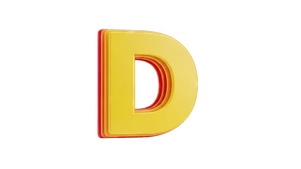 Layered Yellow 'D' Letter with Red and Orange Edges