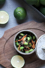 ひじきと枝豆の酢のものとヘベス