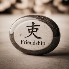 Stone symbolizing friendship with Chinese character