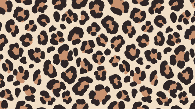 Close up leopard print pattern with dark spots on light tan background.