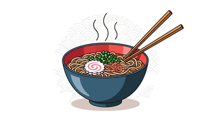 Steaming bowl of ramen noodles with chopsticks and fragrant broth in a cozy bowl.