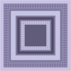 Obraz premium Elegant Minimalist geometric grid ornamental square frame pattern with layered symmetry design pattern with layered square shapes and for scarf and textil traditional arabesque art in soft color tones