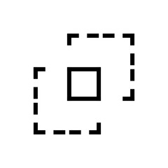 Crop selection icon with dashed and solid square frames. Designed for photo editing tools, UI UX interfaces, layout adjustment, image resizing, and modern design systems.
