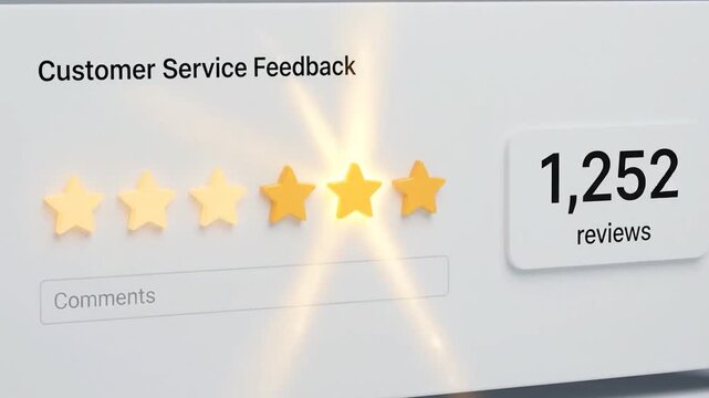 Minimalist webpage showing glowing five-star feedback and product review.