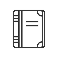 Outline book icon isolated flat style design.