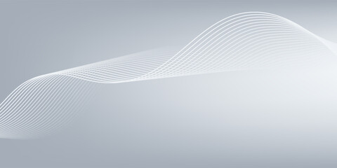 Silver light gradient background with Elegant abstract vector white waves lines. Modern simple design with blank space for text. Use for advertising, posters, flyer, cover, banner, website.