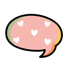 Colorful speech bubble with white hearts on black background