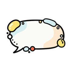 Colorful speech bubble with modern abstract design elements