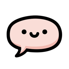 Cute smiling speech bubble with happy face on black background