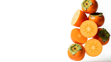 Fresh Persimmons Isolated With Copy Space