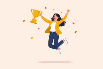 Happy Woman With Golden Cup