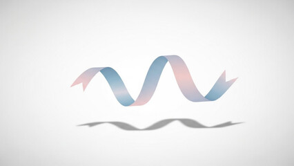 Obraz premium Abstract blue and pink ribbon wavy shape with shadow on white background, modern minimalist