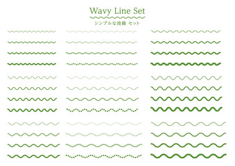 波線　なみなみ　曲線　あしらい　グリーン　飾り罫　シンプル　点　セット