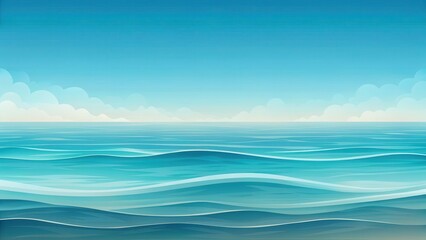 Serene Ocean Waterscape A Tranquil Summer Day at Sea with Gentle Waves Under a Clear Blue Sky
