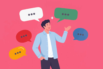 Person with speech bubbles