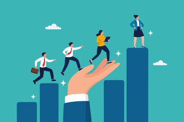 People Climbing Steps To Success