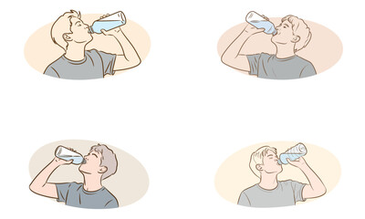 Man drinking water to stay hydrated illustration
