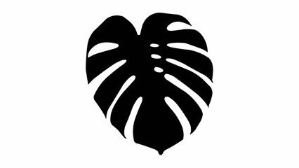 Black silhouette of a monstera deliciosa leaf. © Ahmadhadik