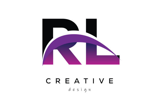 RL Creative And Modern Letter Logo Design with Creative Purple Wave Abstract Latter Logo Concept.