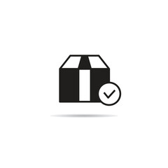 carton box with check mark verify icon vector illustration