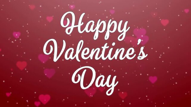 Happy Valentine's Day White Cursive Text on Red Soft Heart Background
