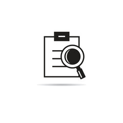magnifier scan on clipboard icon vector illustration
