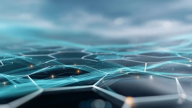 Digital Hive: An abstract view of the digital world, interconnected networks, illuminated with a blue glow