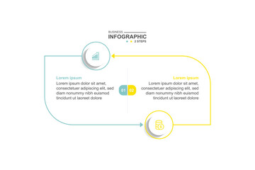 2 step infographic design. schedule concept with line and icons. can be used for workflow illustration