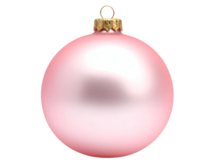 A lustrous, pale pink spherical bauble with a gold cap