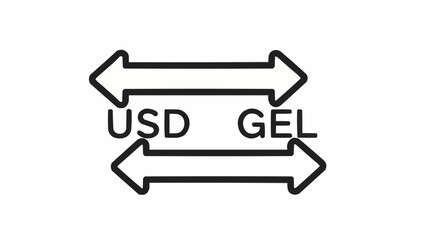 US Dollar and Georgian Lari Currency Exchange Arrows.