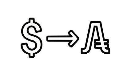 Dollar symbol to Yen symbol currency exchange icon.