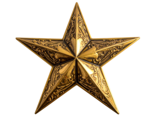 Ornate gold five-pointed star with intricate patterns