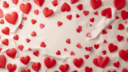 ハートの粒感がきらめく赤い抽象背景バナー.生成AI