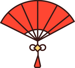 Red Handheld Fan Illustration Isolated.
