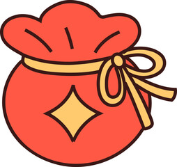 Red Money Bag Cartoon Illustration.