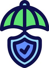 Shield with Checkmark and Umbrella.