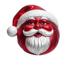 Shiny red Santa Claus ornament with white beard, hat