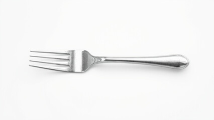 A shiny silver fork on a plain white background, isolated utensil