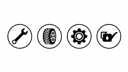 Car Service and Automotive Maintenance Minimalist Icon Set