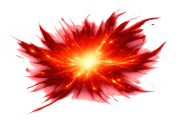Explosive fire burst creating bright energy sparks and glowing particles with dynamic red light effect