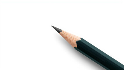 Close-up of a sharp black pencil on white background