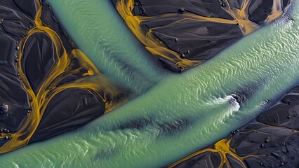 Nature's Abstract Art River Delta Aerial View