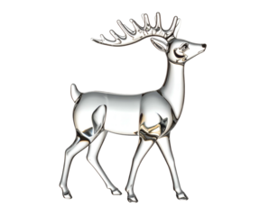 Gleaming silver deer statuette with majestic antlers, poised