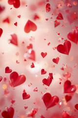 Obraz premium ギフト告知に使いやすい赤いハートの縦型抽象背景. 生成AI